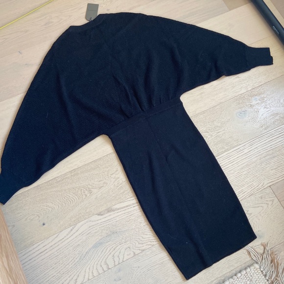 NEW Allsaints merino wool black dress medium tags Batwing - Picture 7 of 8